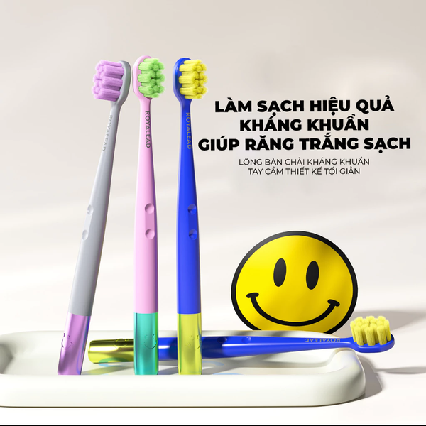 Bàn chải chuôi mặt cười Màu hồng đơn