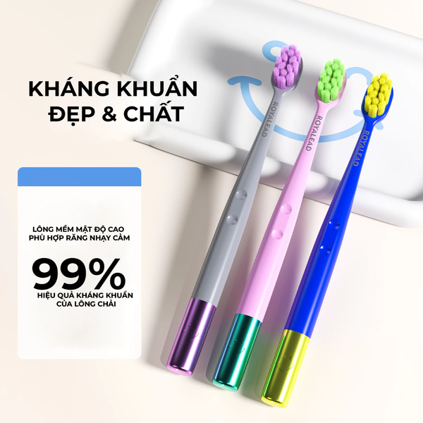 Bàn chải chuôi mặt cười Màu hồng đơn