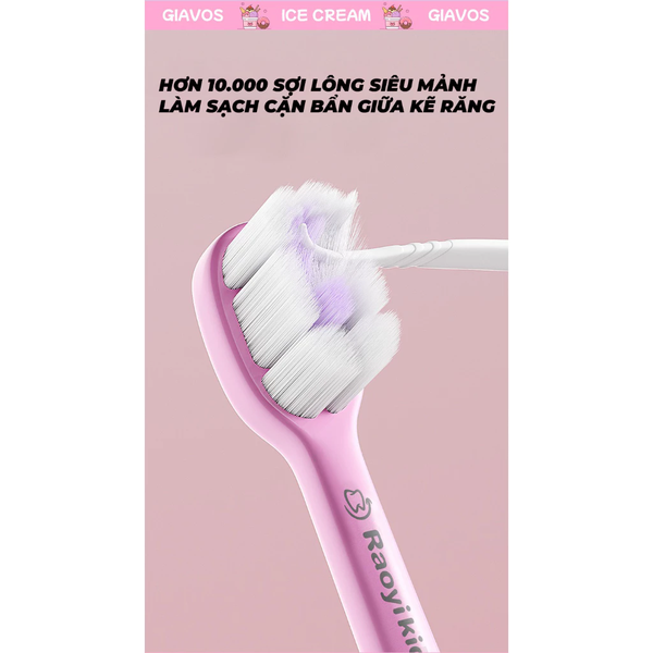 Bàn chải kem que đánh răng trẻ em màu hồng