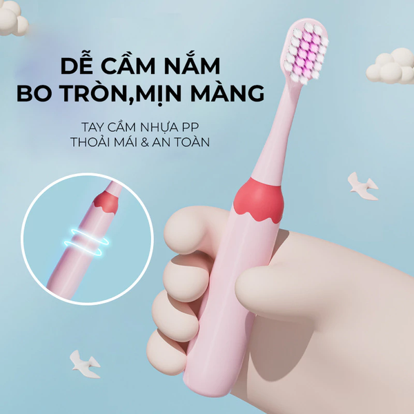 Bàn chải trẻ em vỏ hộp cán tròn - Xanh Dương