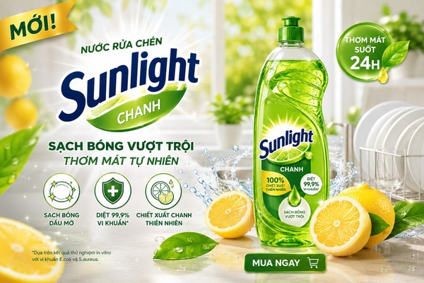 Chương trình khuyến mãi bùng nổ: Nước rửa chén Sunlight Chanh - Sạch bong kin kít, đánh bay dầu mỡ