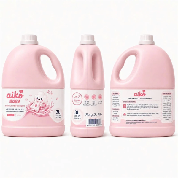 Nước Giặt Sinh Học Cho Bé AIKO Can 3 Lít Công Nghệ Enzym Kháng Khuẩn Dịu Nhẹ