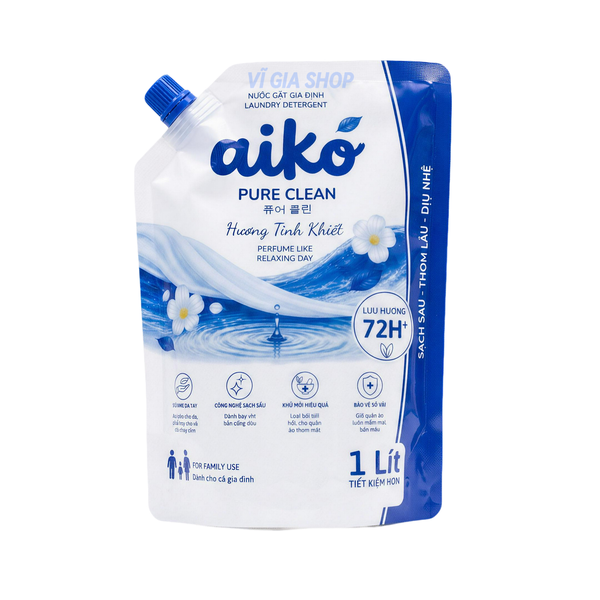Nước Giặt Sinh Học AIKO Túi 1L Đậm Đặc Hương Hoa Tự Nhiên Tiết Kiệm Dùng Thử