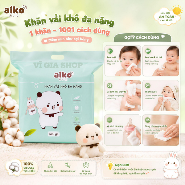 Khăn Vải Khô Đa Năng AIKO 500g Vải Không Dệt Mềm Mịn Tiết Kiệm Cho Cả Gia Đình