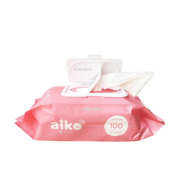 Khăn Ướt Đa Năng AIKO 100 Tờ Có Nắp Đậy Không Mùi Và Kháng Khuẩn Nano Bạc
