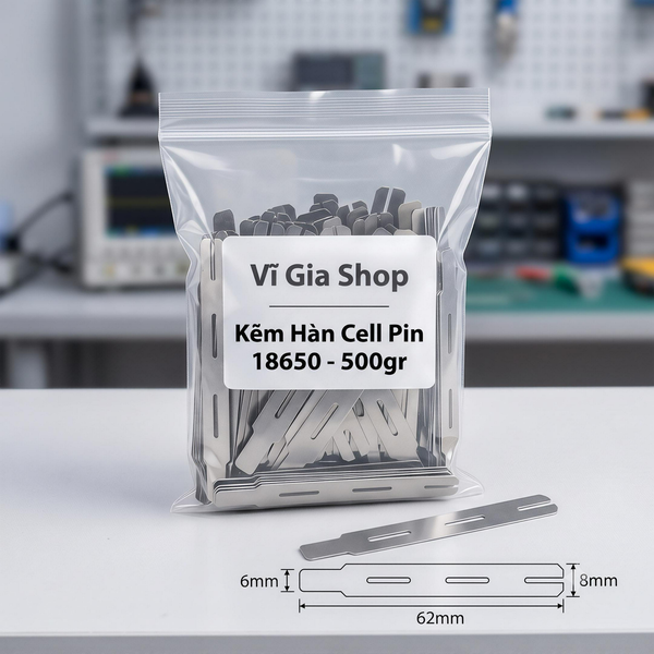 Kẽm Miếng Thanh Đơn 3P Dài 62mm Dày 0.2mm Nối 3 Cell Pin 18650 (Túi 500g)