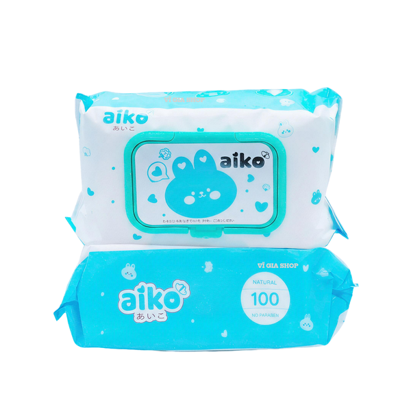 Khăn Ướt Đa Năng AIKO 100 Tờ Có Nắp Đậy Không Mùi Và Kháng Khuẩn Nano Bạc