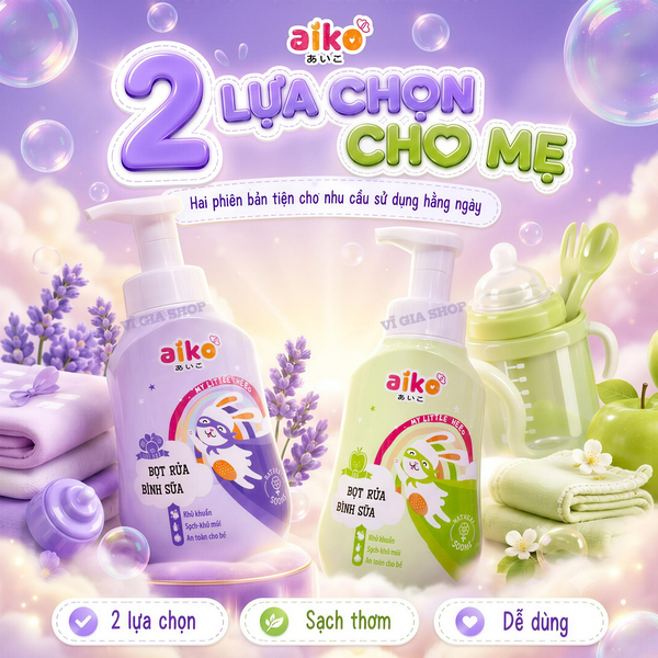 Bọt Rửa Bình Sữa Và Rau Củ Quả AIKO 500ml Công Nghệ Sinh Học An Toàn Cho Bé