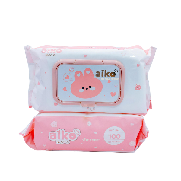 Khăn Ướt Đa Năng AIKO 100 Tờ Có Nắp Đậy Không Mùi Và Kháng Khuẩn Nano Bạc
