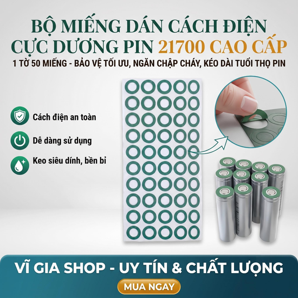 Miếng Dán Bảo Vệ Cực Dương Pin 21700 Cách Điện Chống Chập (Tờ 50 Miếng)