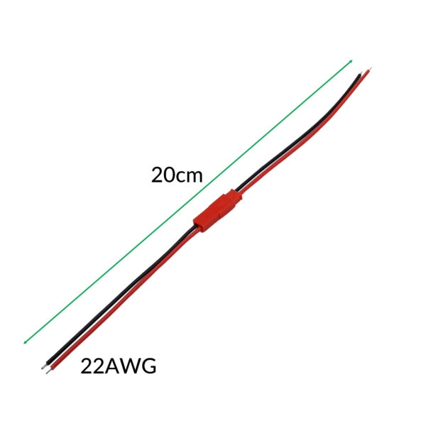 Cặp Dây Jack Nối JST 2P Đực Cái Dây 22AWG Chịu Tải Cao (Dài 20cm - 30cm)