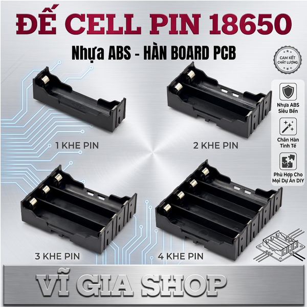 Đế Khay Gá Pin 18650 Chân Cắm Hàn Board Mạch PCB (1 Cell - 2 Cell - 3 Cell - 4 Cell)