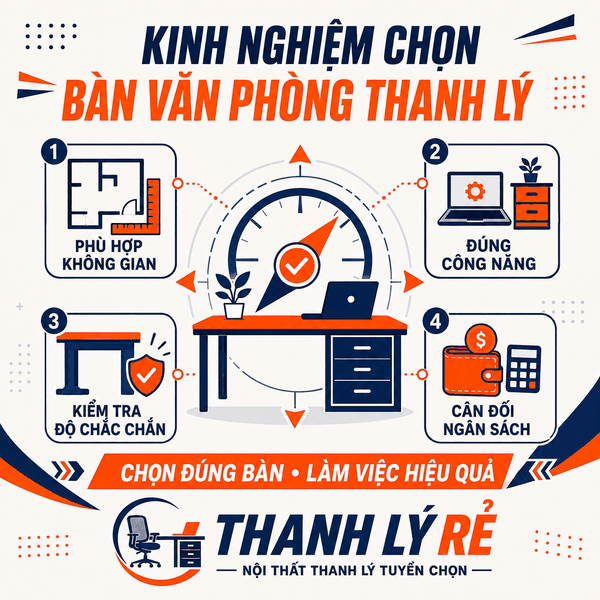 Kinh nghiệm chọn bàn văn phòng thanh lý chất lượng