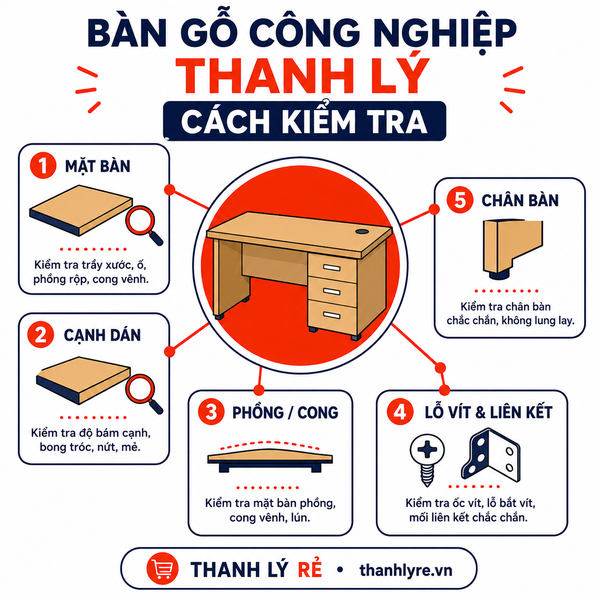 Bàn Gỗ Công Nghiệp Thanh Lý: Cách Kiểm Tra Trước Khi Chọn