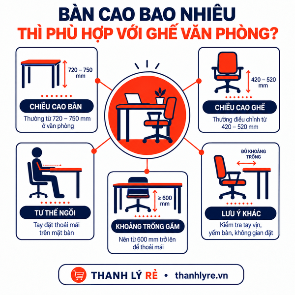 Bàn Cao Bao Nhiêu Thì Phù Hợp Với Ghế Văn Phòng?