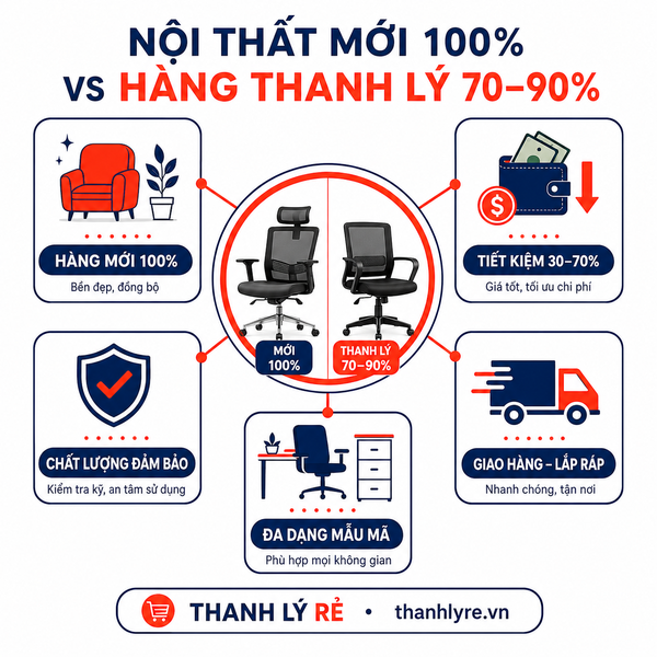 Nội Thất Mới 100% Và Hàng Thanh Lý 70–90%: Nên Chọn Loại Nào?