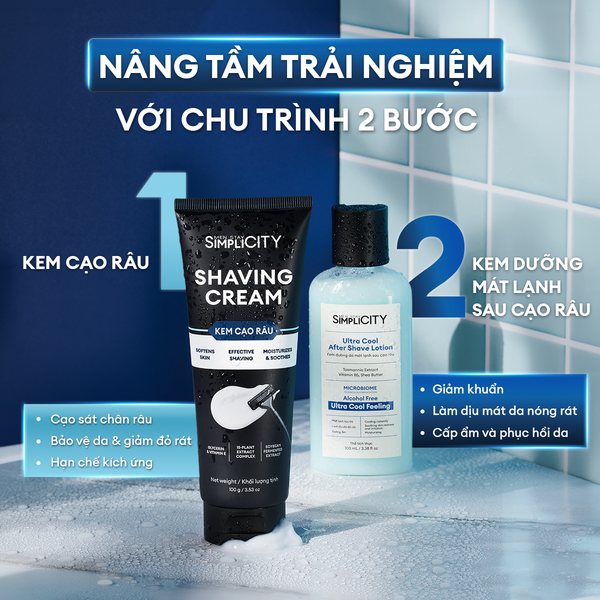 Combo Kem cạo râu Shaving Cream 100g + Kem dưỡng sau cạo râu Ultra Cool After Shave Lotion 100ml
