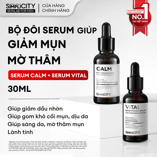Combo serum giảm mụn mờ thâm Calm và Vital (phiên bản 2025)