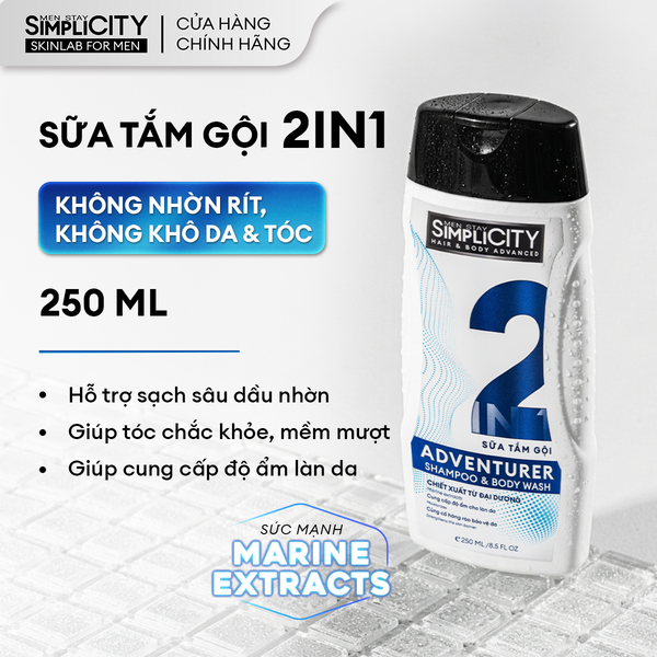Sữa tắm gội 2 in 1 giúp tóc mềm mượt, chắc khỏe 250ml