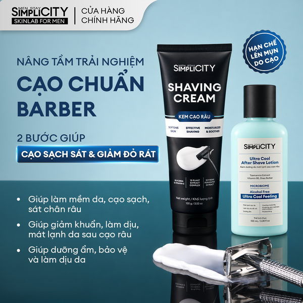Combo Kem cạo râu Shaving Cream 100g + Kem dưỡng sau cạo râu Ultra Cool After Shave Lotion 100ml