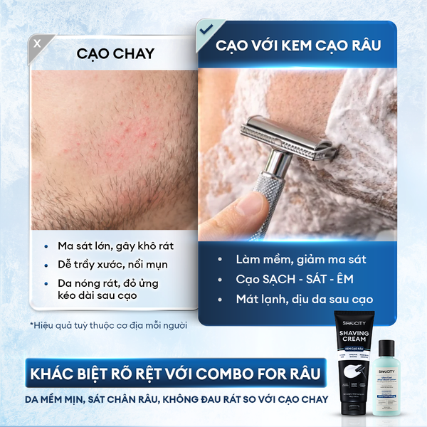 Combo Kem cạo râu Shaving Cream 100g + Kem dưỡng sau cạo râu Ultra Cool After Shave Lotion 100ml