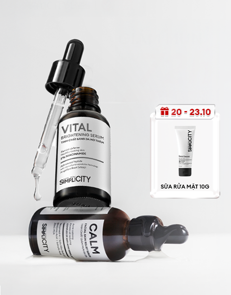 Combo serum giảm mụn mờ thâm Calm và Vital Pro