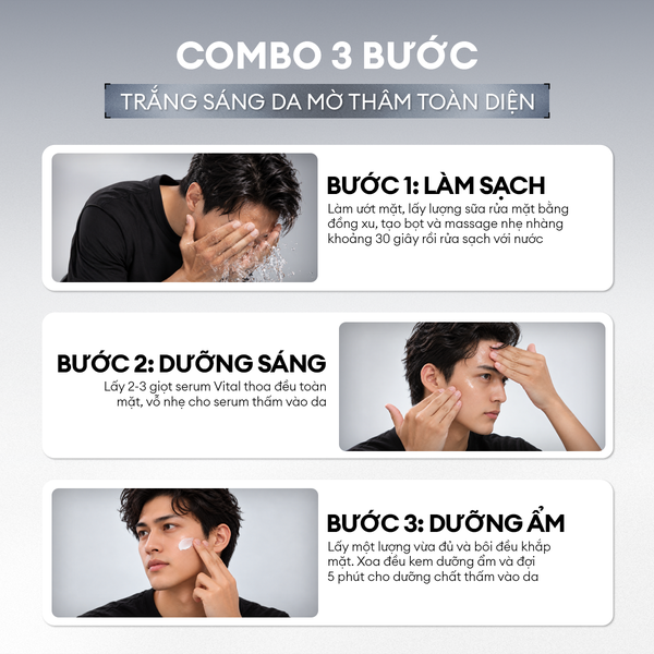Combo 3 bước mờ thâm sáng da toàn diện Brightening Trio Pro