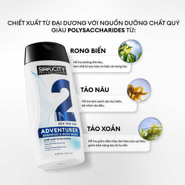 Sữa tắm gội 2 in 1 giúp tóc mềm mượt, chắc khỏe 250ml