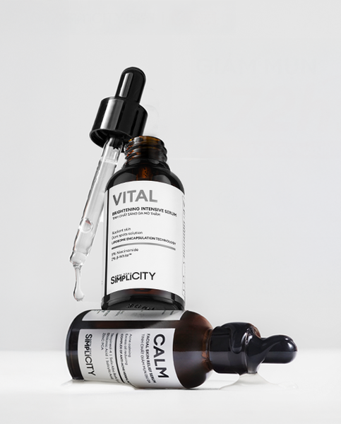 Combo serum giảm mụn mờ thâm Calm và Vital Pro