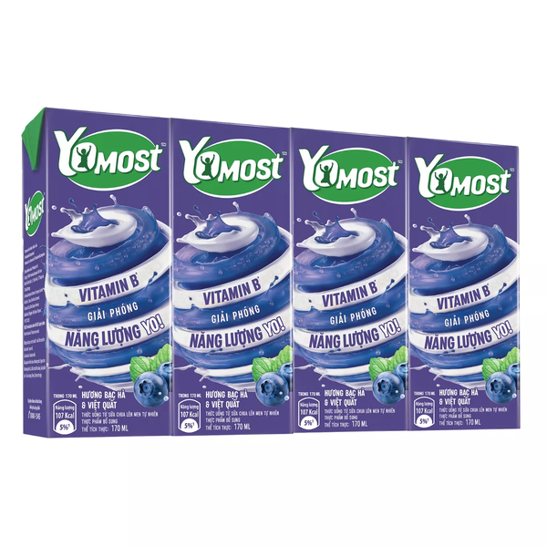Sữa Chua Lên Men Thanh Trùng Yomost Bạc Hà Việt Quất (170ML*48 hộp)