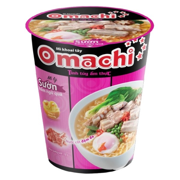 Mì Dinh Dưỡng Khoai Tây Omachi Sườn Hầm Ngũ Quả (70G*24 Ly)