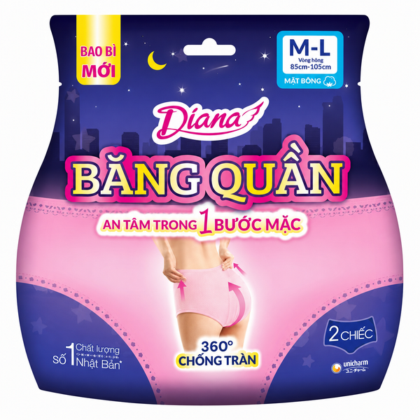 Băng Vệ Sinh Diana Băng Quần Comfynight Size M-L (2 Miếng * 48 Gói)