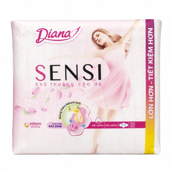 Băng Vệ Sinh Diana Sensi Cool Fresh Siêu Mỏng Kháng Khuẩn (8 Miếng * 48 Gói)