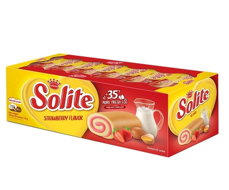 Bánh Bông Lan Solite Cuộn Kem Vị Dâu (396G * 12 Khay)