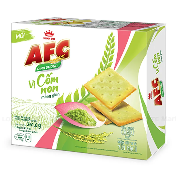 Bánh Cracker AFC Dinh Dưỡng Hạt & Thảo Mộc Vị Cốm Non (261.6G* 16 Hộp)