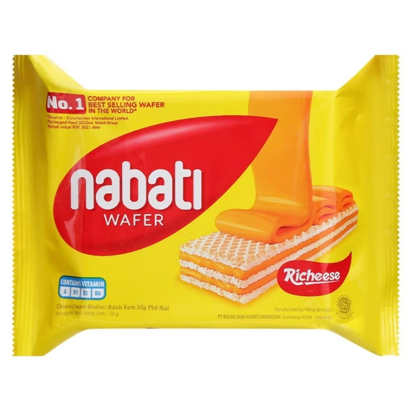 Bánh Kem Xốp Richeese Nabati Cheese Wafer (50G*60 Gói)