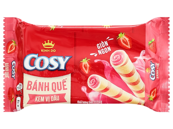 Bánh Quế Cosy Vị Kem Dâu (117.6G * 24 Gói)