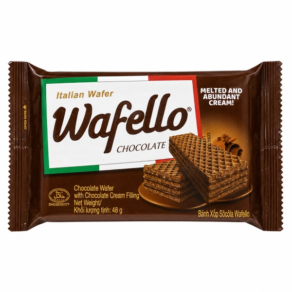 Bánh Xốp Wafello Chocolate (48G * 60 Gói)