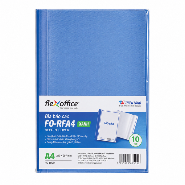 Bìa Báo Cáo FO RFA4 Xanh Túi 10 Cái (50 cái * 1 thùng)