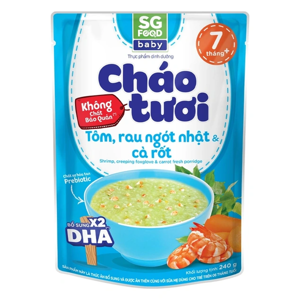 Cháo Tươi Baby Tôm Rau Ngót Nhật Cà Rốt (240G*30 gói)