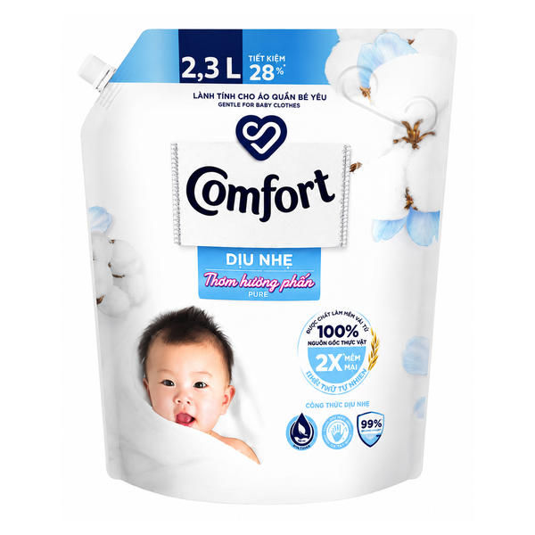 Comfort Nước Xả Mềm Vải Dịu Nhẹ Thơm Hương Phấn (2.3L * 4 Túi)