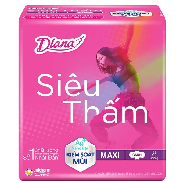 Băng Vệ Sinh Diana Siêu Thấm Khô Thoáng Kháng Khuẩn (8 Miếng * 48 Gói)