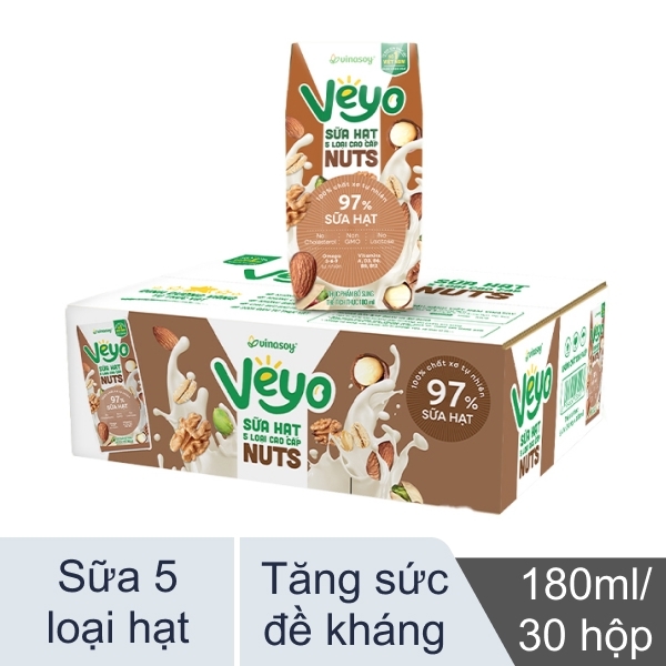 Sữa Hạt Veyo 5 Loại Hạt Cao Cấp (180ML * 24 Hộp)