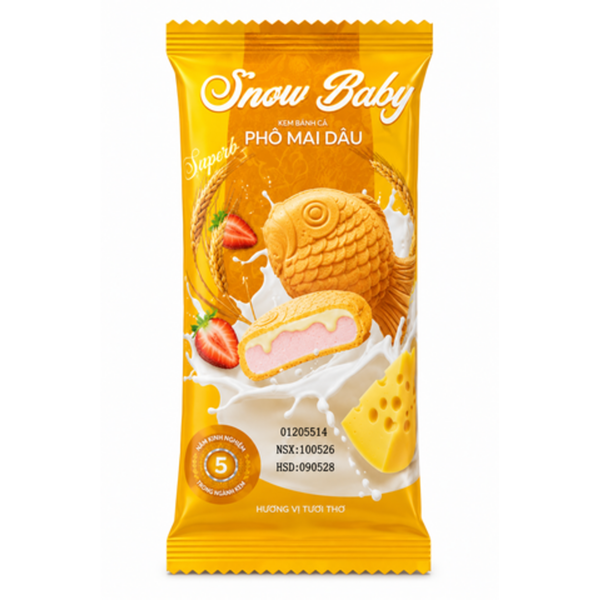 Kem Bánh Cá Phô Mai Dâu (12 Cây * 1 Thùng)