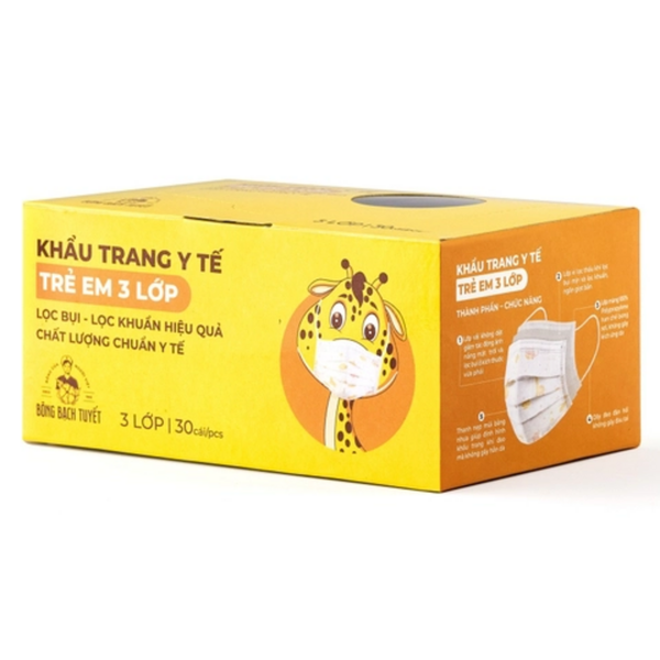 Khẩu Trang Bông Bạch Tuyết Trẻ Em 3 Lớp (30 Cái*20 Hộp)