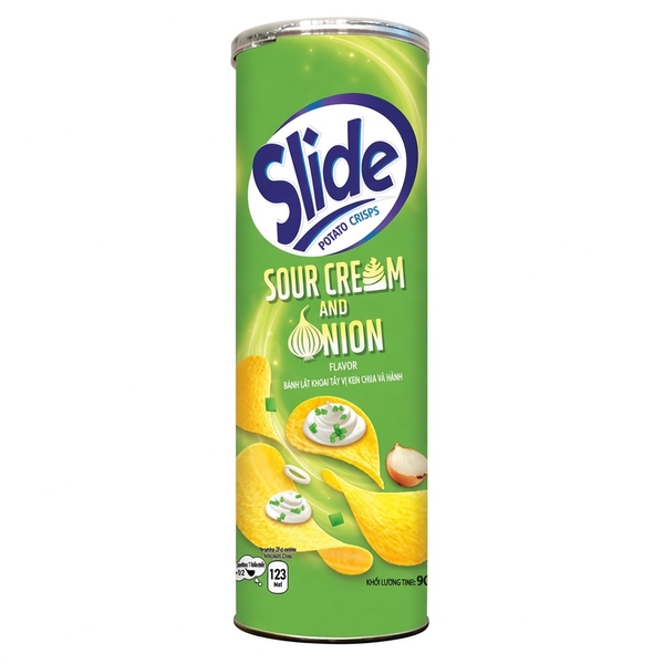Slide Khoai Tây Lát Vị Kem Chua Và Hành (90G * 14 Lon)