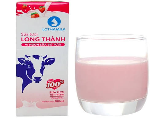 Sữa Uống Lên Men Lothamilk Hương Dâu Tiệt Trùng (180ML * 48 Hộp)