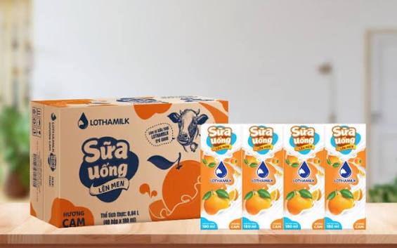 Sữa Uống Lên Men Cam Tiệt Trùng Lothamilk (180ML * 48 Hộp)