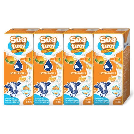 Sữa Uống Lên Men Cam Tiệt Trùng Lothamilk (180ML * 48 Hộp)