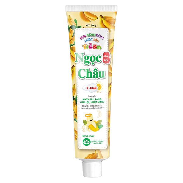 Kem Đánh Răng Dược Ngọc Châu Trẻ Em Cho Trẻ Từ 2 Đến 6 Tuổi Hương Chuối 50G